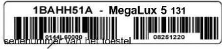 1BAHH51A - MegaLux 5 131 0144L60000 08251220 serienummer van het toestel