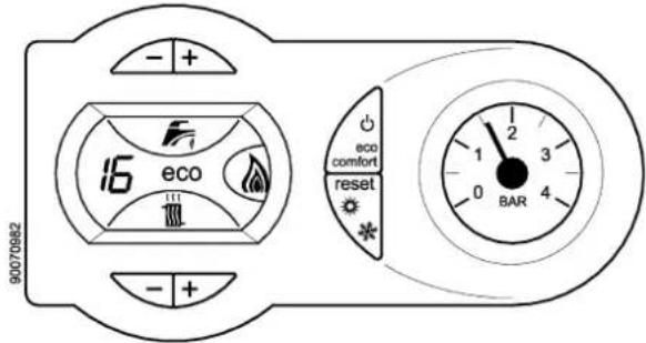 90070862 - + 16 eco eco comfort reset * BAR 1 2 3 0 4 - +
