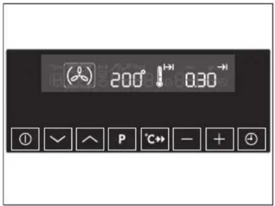 200° !→ 030→ ① √ ∧ P °C→ - + ⏻