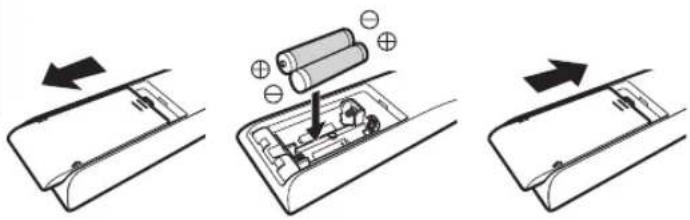 JVC DLA-X5000BE - De batterijen plaatsen - 1