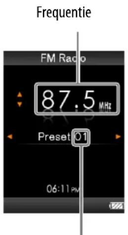 Frequentie FM Radio 87.5 MHz Preset 01 06:11 PM