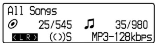 All Songs © 25/545 ♪ 35/980 < L R > ( )S MP3-128kbps