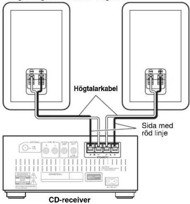 Högtalarkabel Sida med röd linje CD-receiver