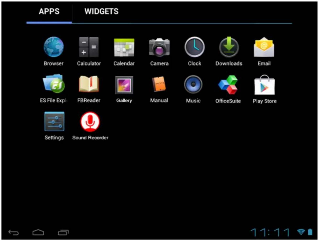 Yarvik Luna TAB374EUK - Menu Applications - 2