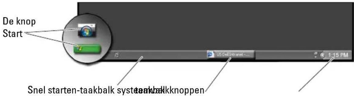 De knop Start Snel starten-taakbalk systeakbalkknoppen