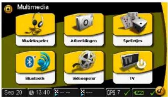 Multimedia Musekspeler Aufbeeldingen Spelleges Bluetooth Vidnoespeler TV Sep 20 13:40 GPS 7 √