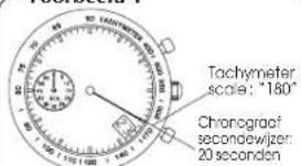 Tachymeter scale: "180" Chrongraaf secondwijzer: 20 seconden