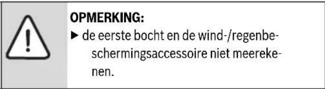 OPMERKING: ► de eerste bocht en de wind-/regenbe- schermingsaccessoire niet meereke- nen.
