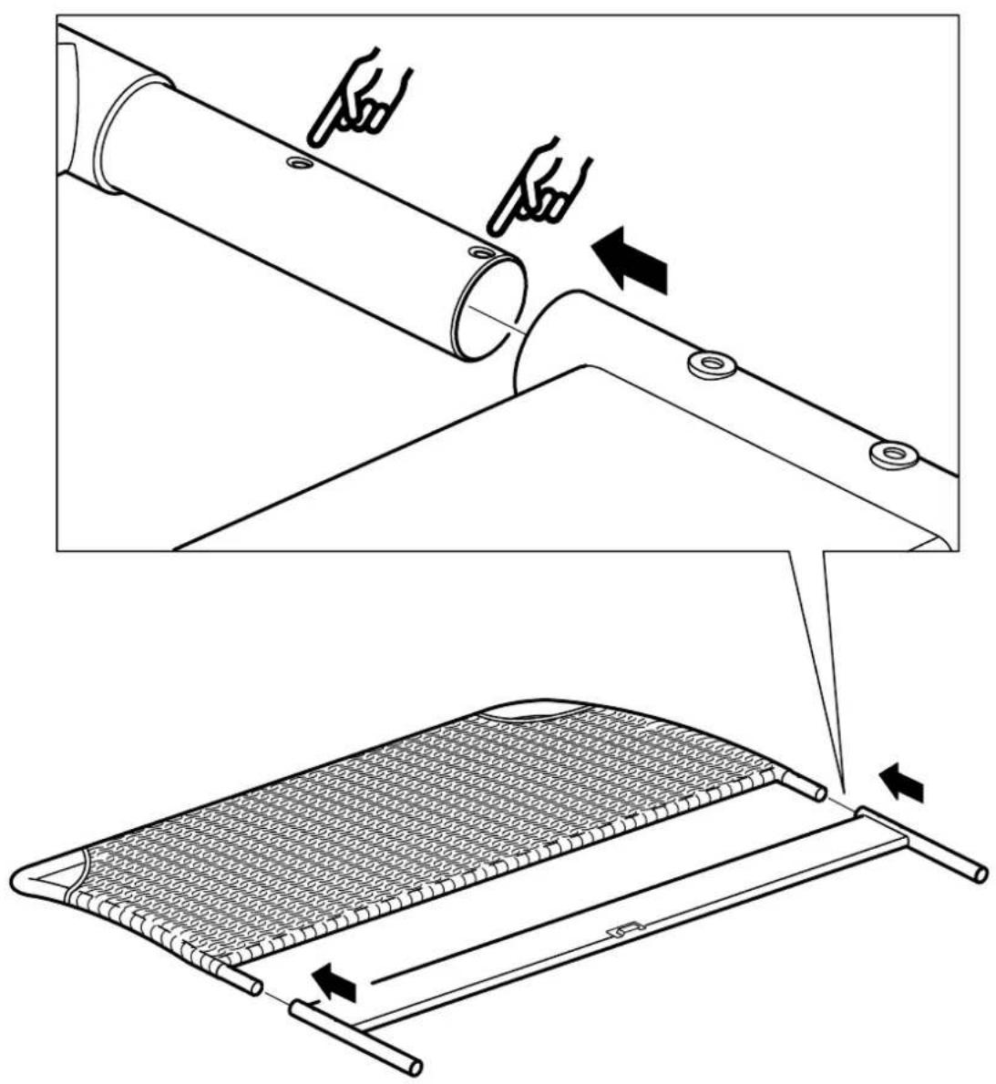 Technical diagram illustrating a mechanical assembly with labeled parts and directional arrows indicating motion or force.