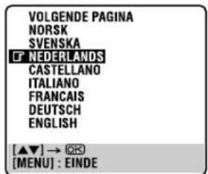 VOLGENDE PAGINA NORSK SVENSKA F NEDERLANDS CASTELLANO ITALIANO FRANCAIS DEUTSCH ENGLISH [▲▼] → ⚗3 [MENU] : EINDE