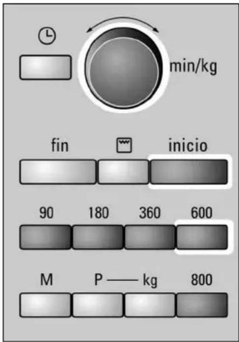 min/kg fin inicio 90 180 360 600 M P — kg 800