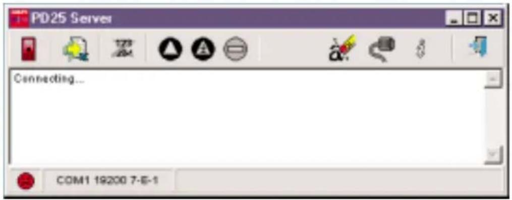 PD25 Server Connecting... COM1 19200 7-8-1