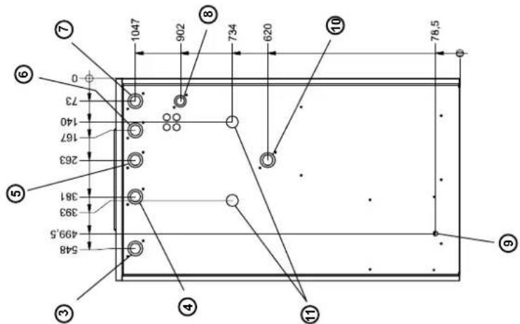 548 499,5 393 381 263 167 140 73 0 ③ ④ ⑤ ⑥ ⑦ 1047 902 ⑧ 734 620 ⑩ 78,5 ⑪ ⑨