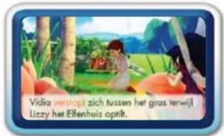 Vidia verlopt zich tussen het gras terwijl Lizzy het Elfenhuis optift.