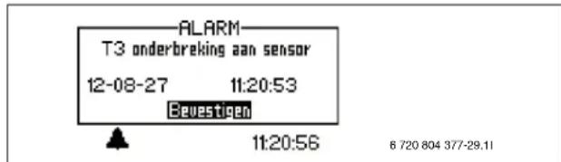 ALARM T3 onderbreking aan sensor 12-08-27 11:20:53 Bevestigen 11:20:56 6 720 804 377-29.11