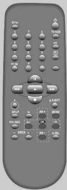 BVYA 1 2 3 TVWCR 4 5 6 AV 7 B 9 XT → 3B 0 SPLP PR+ MENU PALSSC OK INDEX PR- ASEL