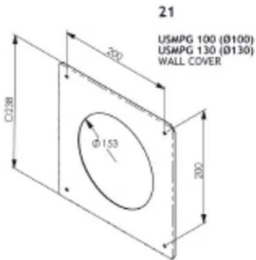 21 USMPG 100 (∅100) USMPG 130 (∅130) WALL COVER Ø153 Ø1298 Ø200 200
