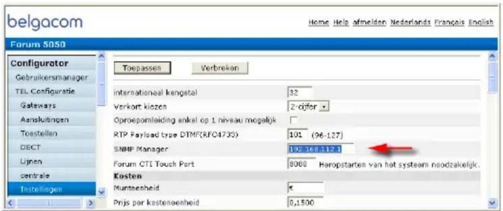 belgacom Home Help afmelden Nederlands Français English Forum 5050 Configurator Gebruikersmanager TEL Configuratie Gateways Aansluitingen Toestellen DECT Lijnen centrale Instellingen Toepassen Verbreken internationaal kengetal 32 Verkort kiozen 2-differ Oproepomleiding enkel op 1 niveau mogelijk RTP…