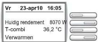 Vr 23-apr10 16:05 Huidig rendement 8070 W T-combi 36,2 °C Verwarmen