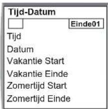 Tijd-Datum Einde01 Tijd Datum Vakantie Start Vakantie Einde Zomertijd Start Zomertijd Einde