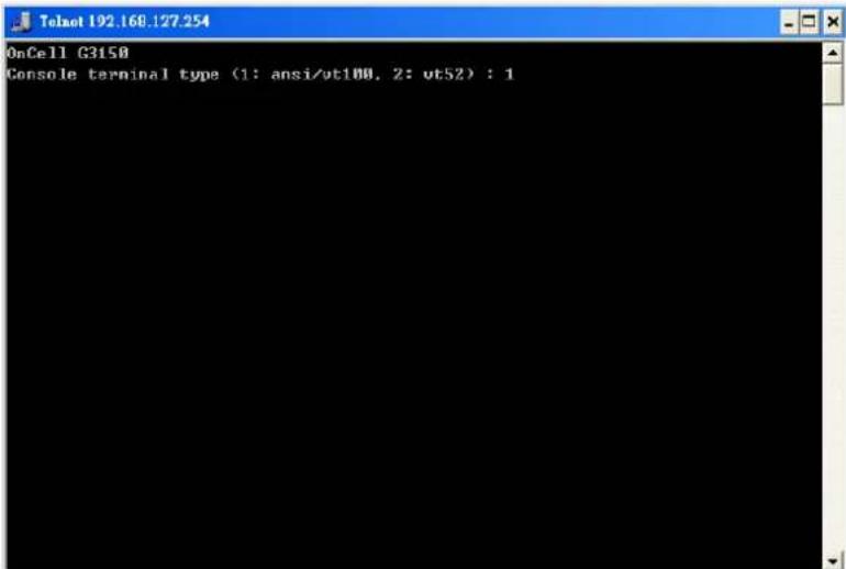OnCell G3150 Console terminal type (1: ansi/vt100, 2: vt52) : 1