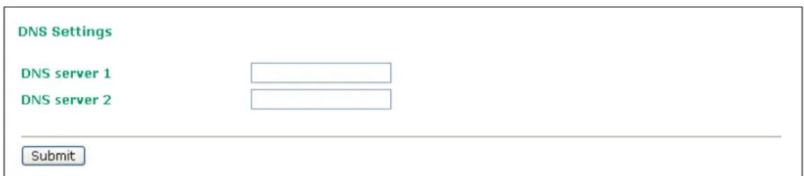 DNS Settings DNS server 1 DNS server 2 Submit