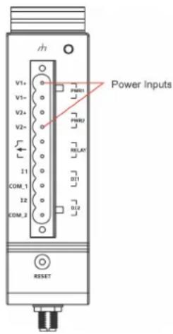 Power Inputs V1+ V1- V2+ V2- I1 COM_1 I2 COM_2 RESET