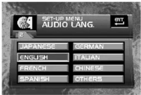 SET-UP MENU AUDIO LANG. JAPANESE GERMAN ENGLISH ITALIAN FRENCH CHINESE SPANISH OTHERS