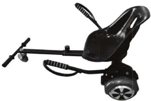 Black electric scooter with attached steering wheel and side-mounted sensors (no visible text or symbols)