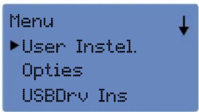 Menu ►User Instel. Opties USBDrv Ins