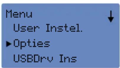 Menu User Instel. ►Opties USBDrv Ins