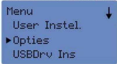 Menu User Instel. ►Opties USBDry Ins