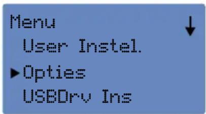 Menu User Instel. ►Opties USBDry Ins