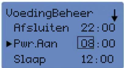 VoedingBeheer Afsluiten 22:00 ►Pwr.Aan 08:00 Slaap 12:00