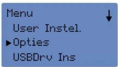 Menu User Instel. ►Opties USBDry Ins