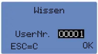 Wissen UserNr. 00001 ESC=C OK