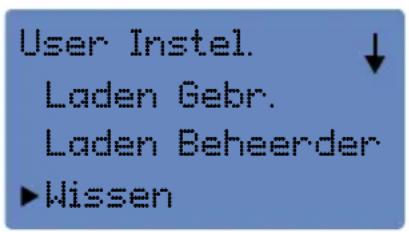 User Instel. Laden Gebr. Laden Beheerder ►Wissen