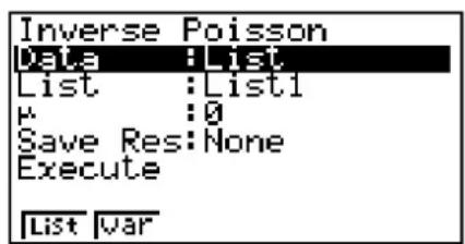 CASIO FX-9860GII V2.0 - • Inverse Poisson Cumulatieve Verdeling - 1