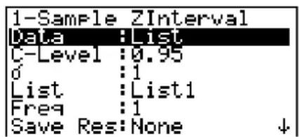 CASIO FX-9860GII V2.0 - • Z-interval voor 1 steekproof - 1