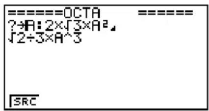 =====OCTA ====== ?→A:2×√3×A², √2÷3×A^3 SRC
