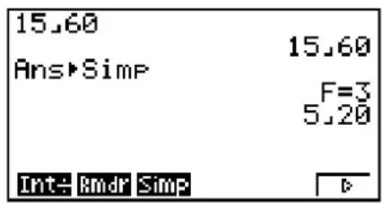 15,60 Ans▶Simp 15,60 F=3 5,20 Int- Rmdr Simp