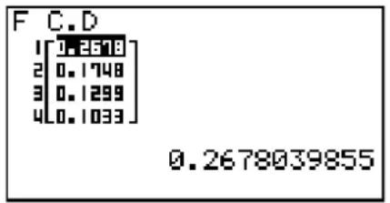 F C.D 1 [0.2618] 2 0.1748 3 0.1299 4 [0.1033] 0.2678039855