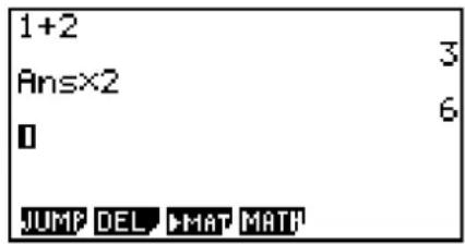 1+2 Ans×2 0 3 6 JUMP DEL ▶MAT MATH