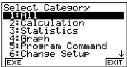 CASIO FX-9860GII V2.0 - - De catalogus gebruiken om een commando in te voeren - 4