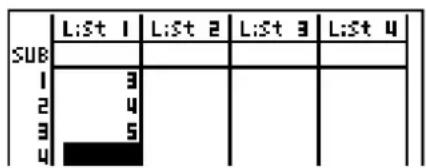 SUB 1 2 3 4 L:St 1 3 4 5 L:St 2 L:St 3 L:St 4
