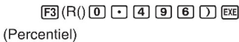 F3 (R() 0 • 4 9 6 ) EXE (Percentiel)