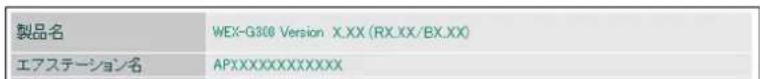製品名 WEX-G308 Version X.XX (RX.XX/BX.XX) エアステーション名 APXXXXXXXXXXXXXX