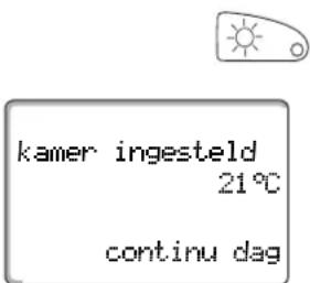 kamer ingesteld 21°C continu dag