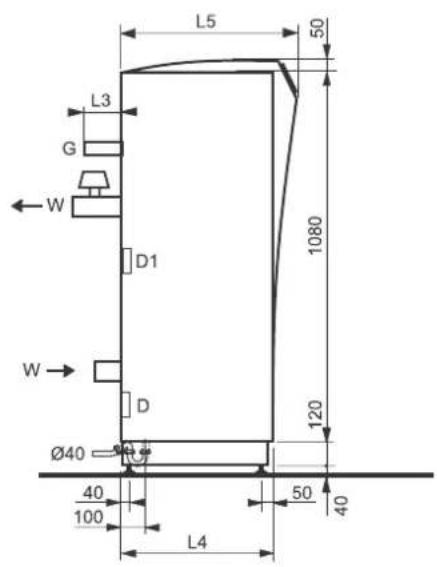 L5 50 L3 G W D1 1080 W D Ø40 40 100 50 40 L4