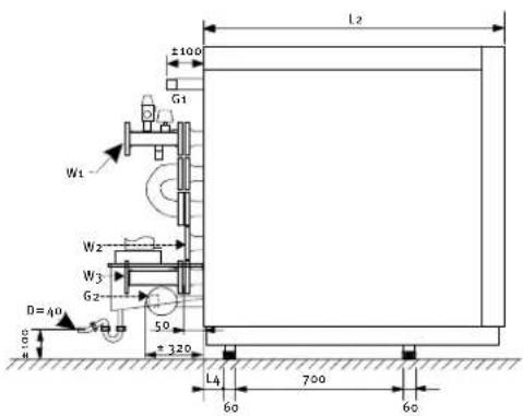 L2 ±100 G1 W1 W2 W3 G2 D=40 50 ±100 ±320 L4 60 700 60